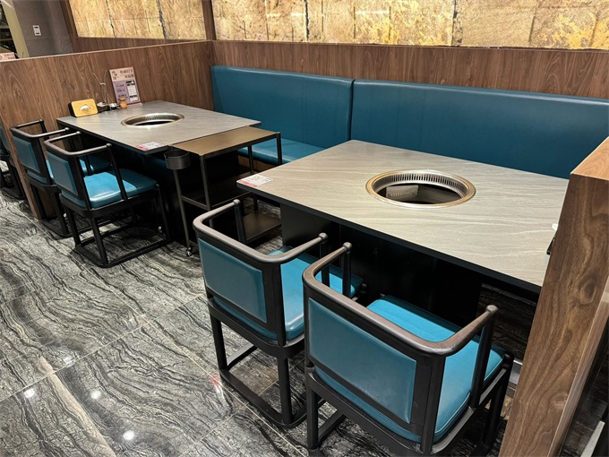 智能无烟净化大理石下沉式无烟火锅桌