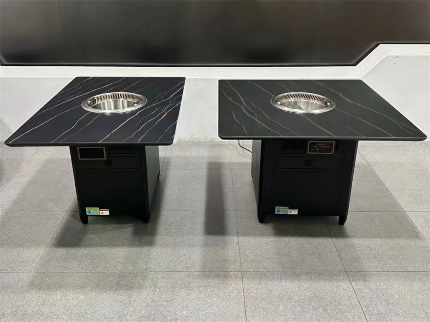 火锅店方形岩板无烟自净化火锅桌