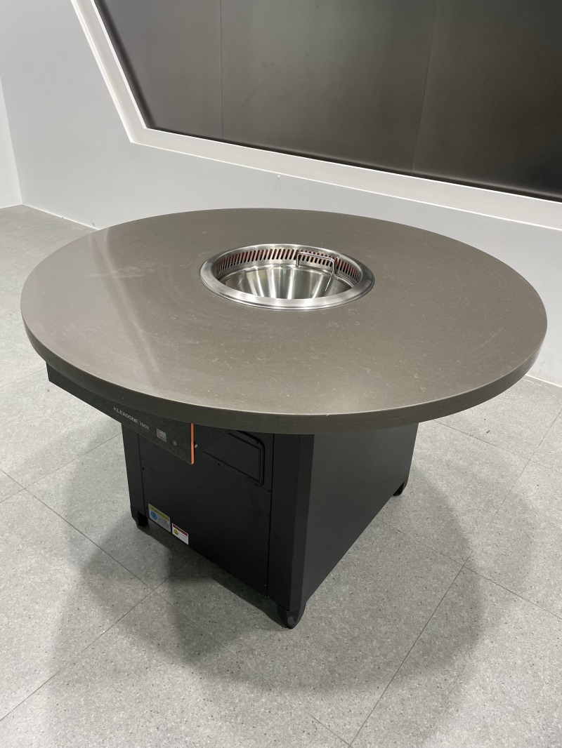 大理石智能无烟火锅桌_韩式圆形自净化火锅桌