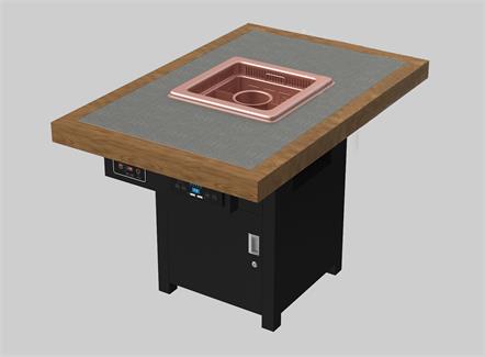 2019新款实木边框镶嵌大理石无烟净化火锅桌 2019新款实木边框镶嵌大理石无烟净化火锅桌