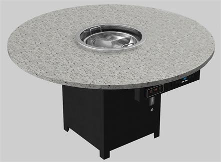 火锅店大理石圆形下排烟净化无烟火锅桌 火锅店大理石圆形下排烟净化无烟火锅桌
