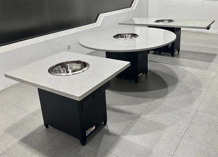 火锅店时尚大理石智能无烟净化火锅桌