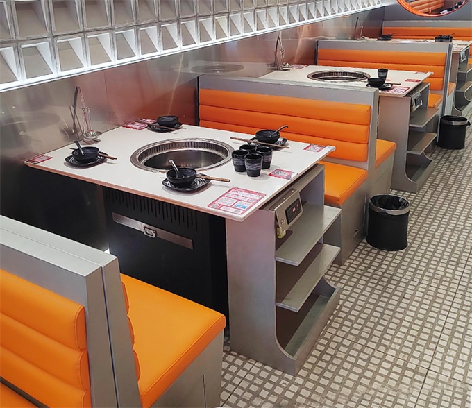 火锅店时尚高端大理石智能无烟净化火锅桌