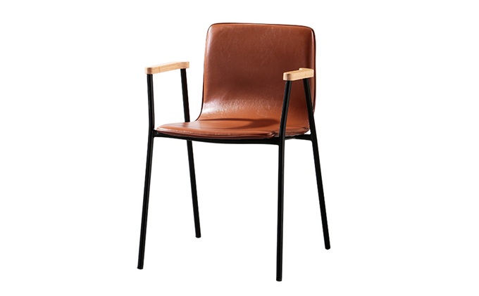 美式咖啡厅铁艺皮革休闲椅子