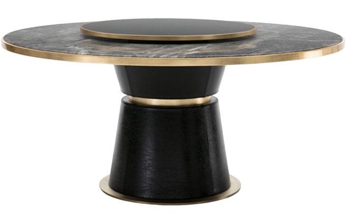 西餐厅高端圆形天然大理石餐桌