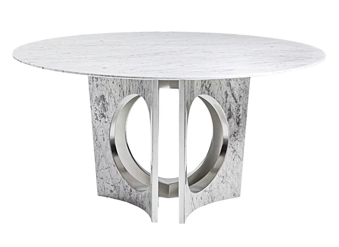 西餐厅现代北欧创意岩板圆形桌子