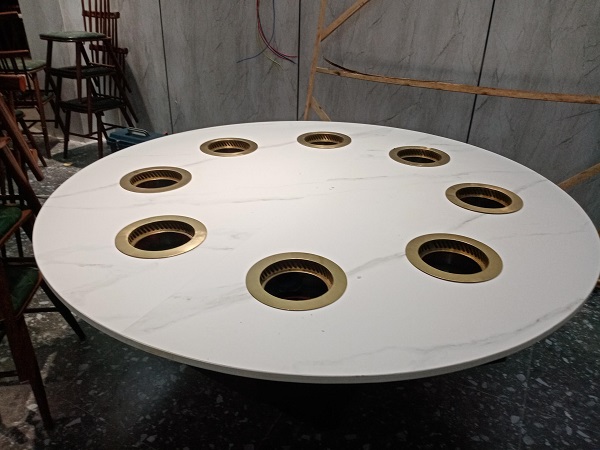 8人位圆形一人一锅无烟小火锅桌