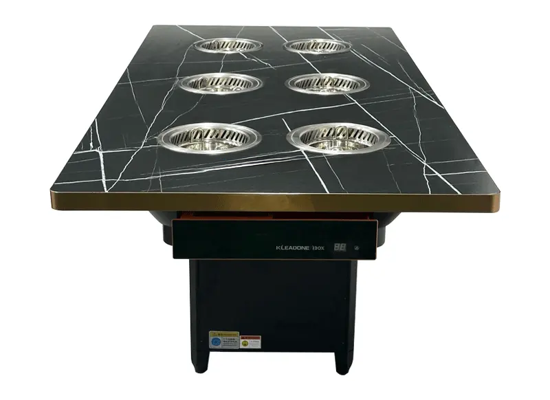 自助餐厅6人位岩板台面一人一锅无烟小火锅桌 自助餐厅6人位岩板台面一人一锅无烟小火锅桌