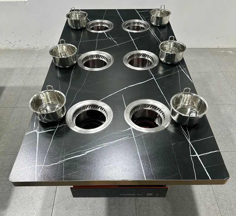 自助餐厅6人位岩板台面一人一锅无烟小火锅桌