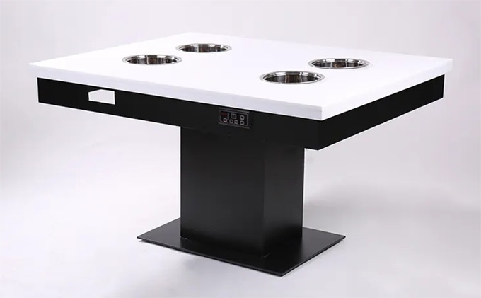 火锅店4人位大理石一人一锅电磁炉火锅桌子