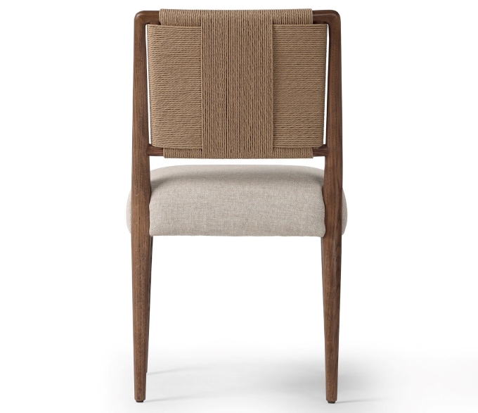 中式餐厅实木麻绳靠背餐椅