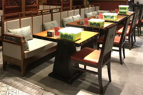 中餐厅全实木桌椅定做酒楼湘菜馆高档实木卡座沙发实木方桌