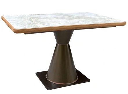 饭店中餐厅新中式实木封边大理石餐桌 饭店中餐厅新中式实木封边大理石餐桌